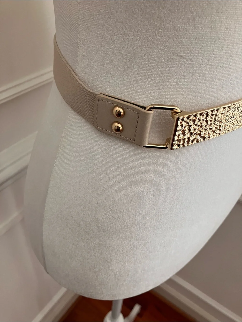 bebe Hammered Gold Metal Waist Belt